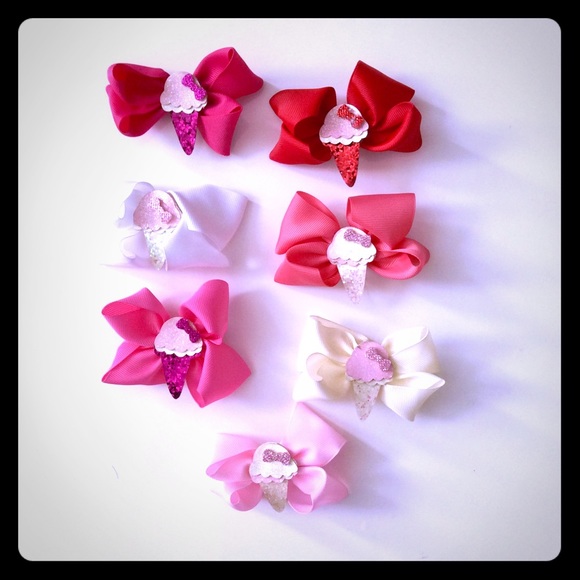 Other - 7 ICE CREAM 🍦 Girl Bow hair clips